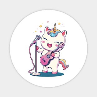 cute unicorn as a musician Magnet